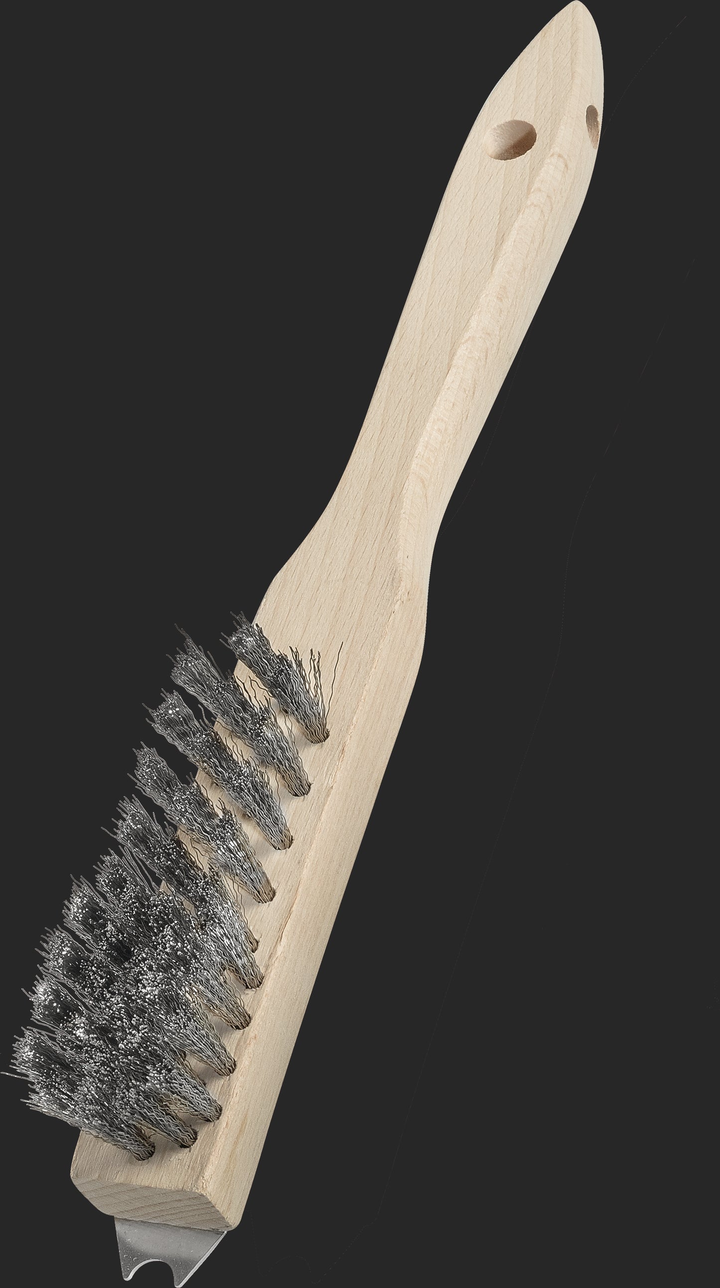 Grillbürste (Schmal) gebogen mit rundem INOX-Schaber