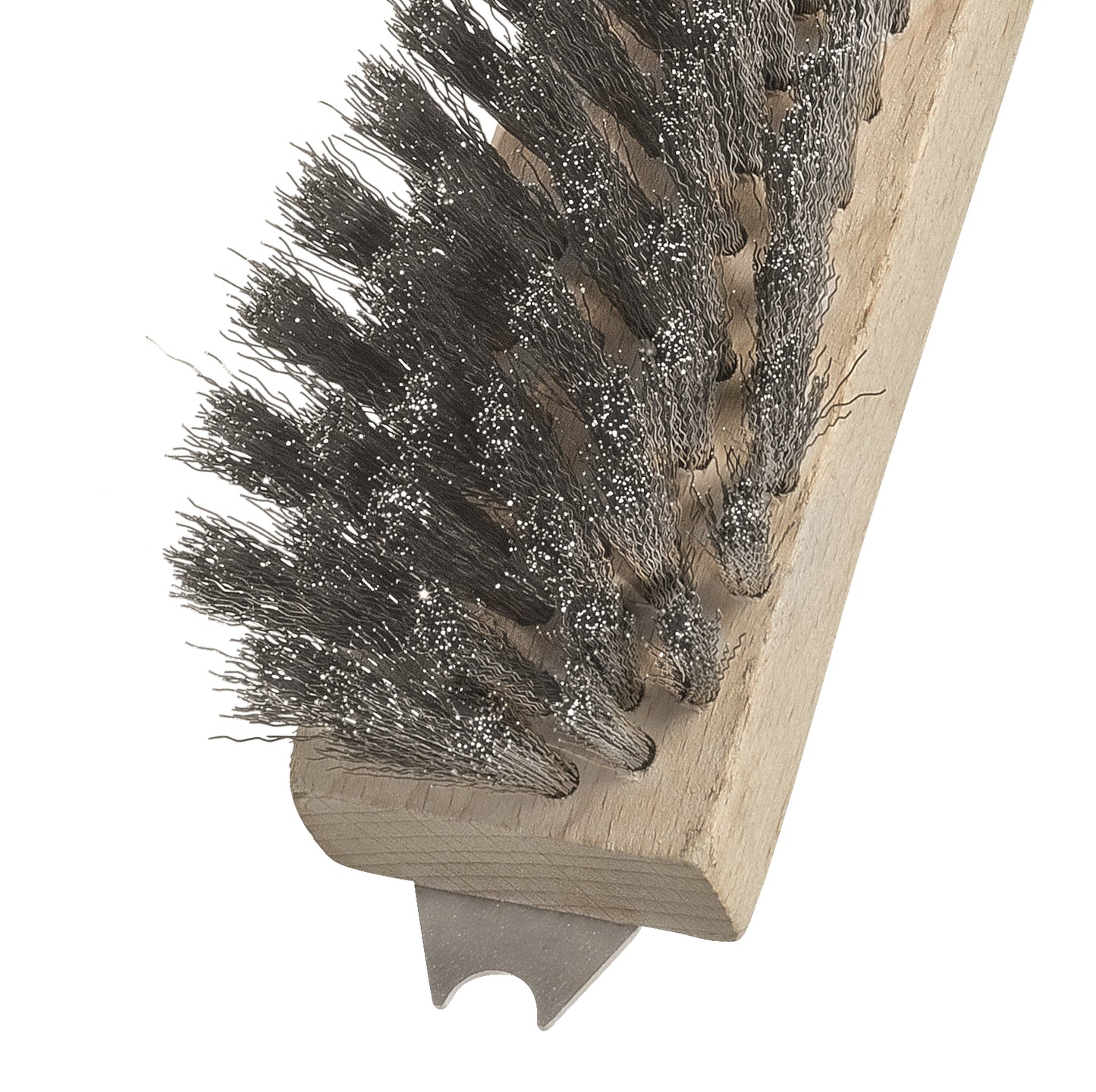 Grillbürste (Breit) gebogen mit rundem INOX-Schaber