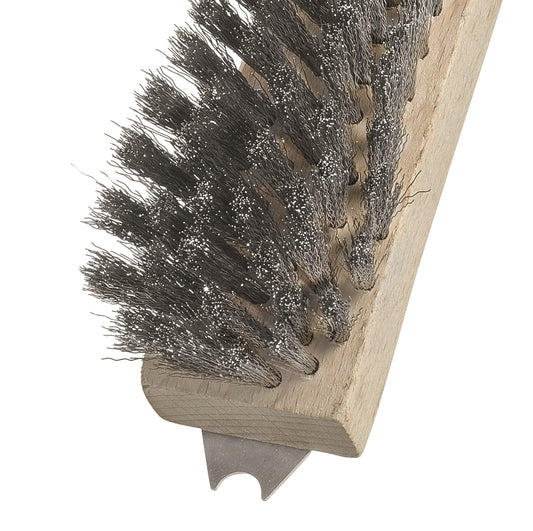 Grillbürste (Breit) gebogen mit rundem INOX-Schaber